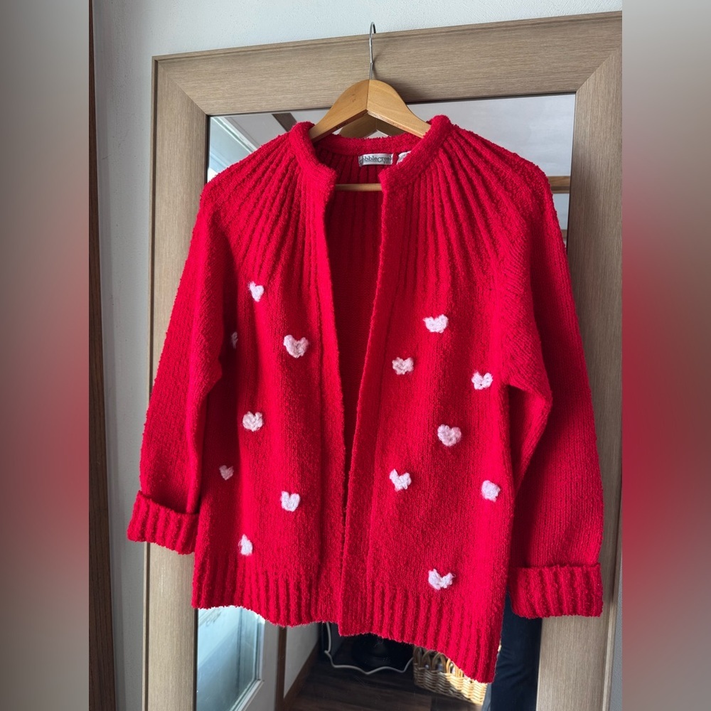 Vintage Cobble Creek Hand Embroidered Heart Cardigan medium